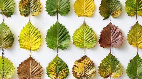 Autumn leaf collection showcasing diverse colors and textures