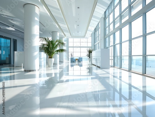 modern office interior building in light colors and bright background 