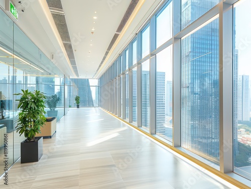 modern office interior building in light colors and bright background 