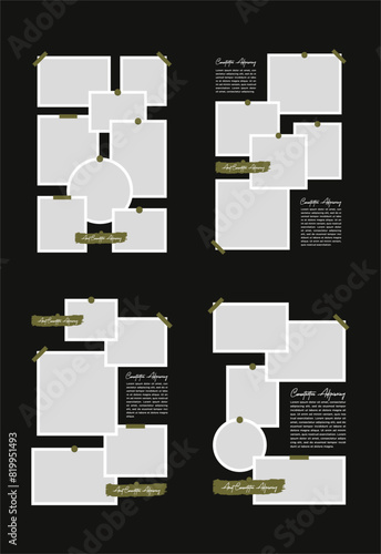 Set Pictures or photos frame collage abstract photo frames and digital photo wall template