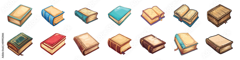 Cartoon book icon set. Book icon collection - stock vector. Cartoon book icon set. Book icon collection - stock vector.