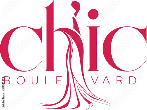 Stylish typography women’s dress logo design named Chic Boulevard. AI generative image.
