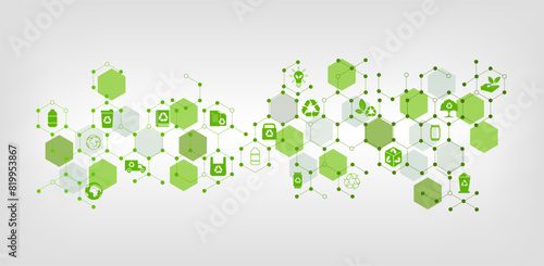 Abstract icons representing the ecological call to recycle and reuse.