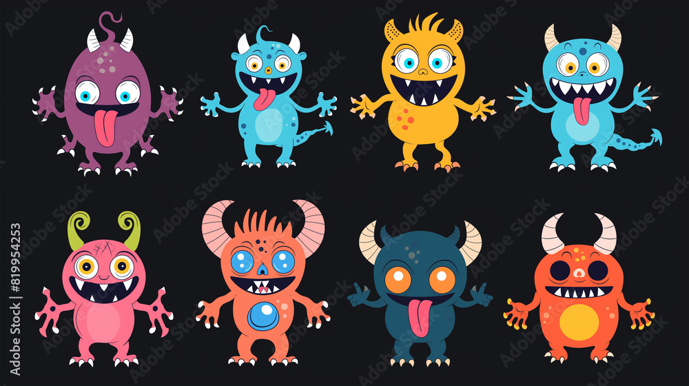 Asset of monster for slot game or game element isolation on dark background, Illustration. Asset of monster for slot game or game element isolation on dark background, Illustration.