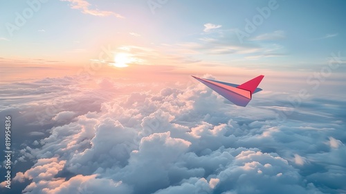 Creativity and Imagination Soaring: A Paper Airplane Amongst Clouds in the Business World photo