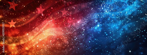 Abstract background and wallpaper red and blue with brightening stars and sparks © Saim Art