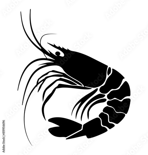 shrimp silhouette, shrimp icon vector illustration