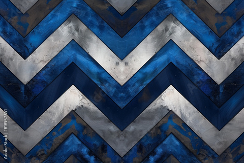 A minimalist composition showcasing the simplicity and elegance of a sapphire and pewter chevron seamless pattern. photo