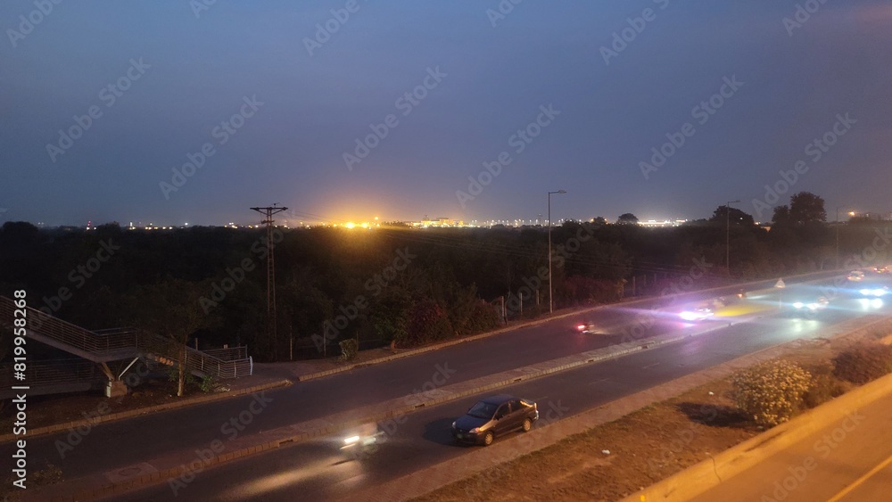 Night view of traffic in central city of Lahore in Pakistan Night view of traffic in central city of Lahore in Pakistan