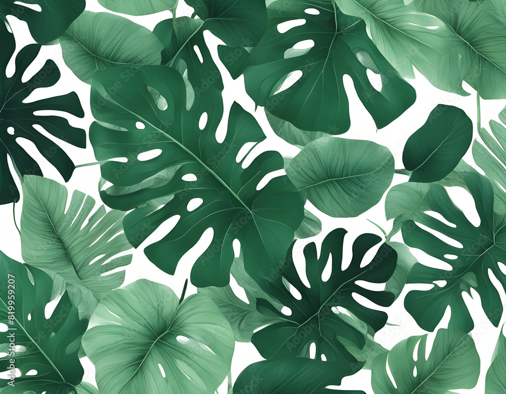 Green tropical leaves patterned background Green tropical leaves patterned background