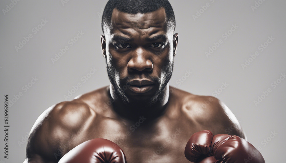 portrait of an African American heavyweight boxing fighter portrait of an African American heavyweight boxing fighter