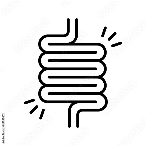 Gut constipation icon design, Intestines icon, symbol of digestion system flat style vector illustration, color editable.