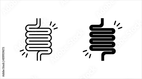 Gut constipation icon set design, Intestines icon, symbol of digestion system flat style vector illustration, color editable.