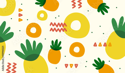 Cute pineapple fruits pattern background vector design