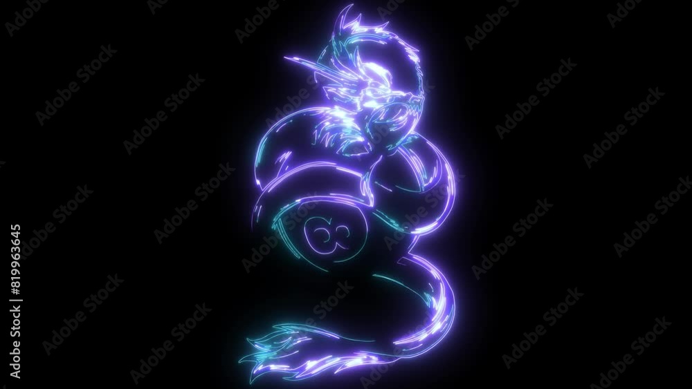 neon animation of colored dragon neon animation of colored dragon