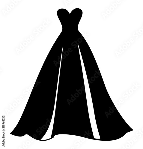 wedding dress silhouette, wedding dress icon vector illustration
