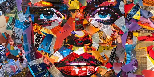 Vibrant Collage Portrait Made of Magazine Clippings and Colorful Paper © inspiring 