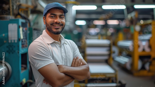 young indian man working at printing agency