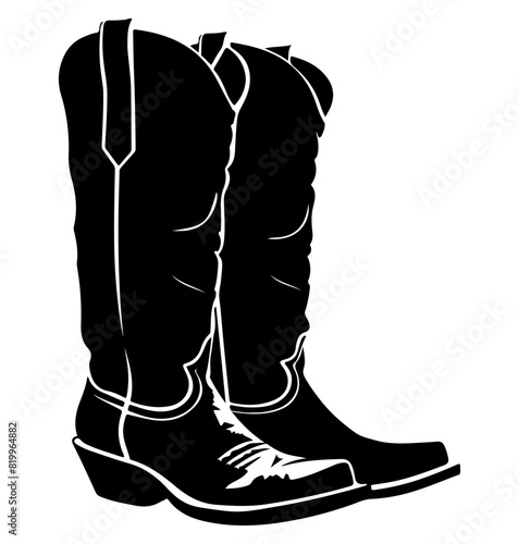 western cowboy boot silhouette, western cowboy boot icon vector illustration
