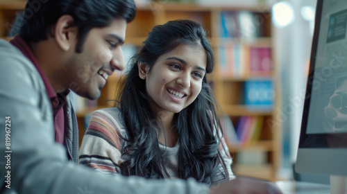 young indian male and female friends discussing together