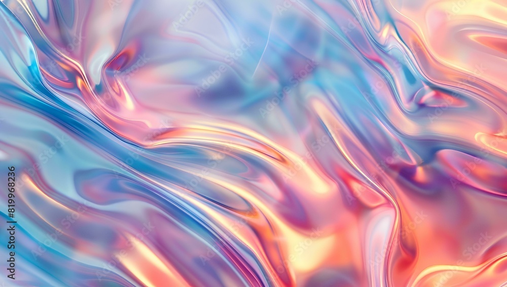 Abstract background with holographic gradient in blue, pink and orange colors. Beautiful blurred wallpaper for your design project. Iridescent liquid texture with wavy shapes. Abstract background with holographic gradient in blue, pink and orange colors. Beautiful blurred wallpaper for your design project. Iridescent liquid texture with wavy shapes.