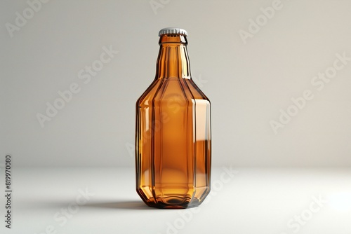 Featuring a coffee octagon beer bottle on white background stock photo 