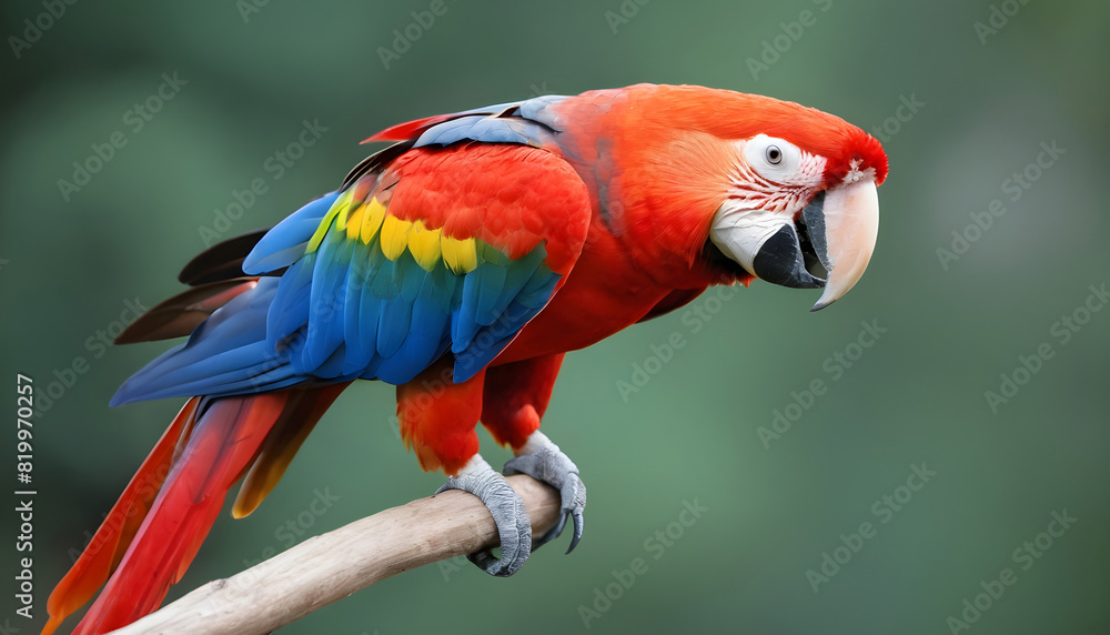 
Close-up of Scarlet Macaw Bird on branch,Bird Photography
