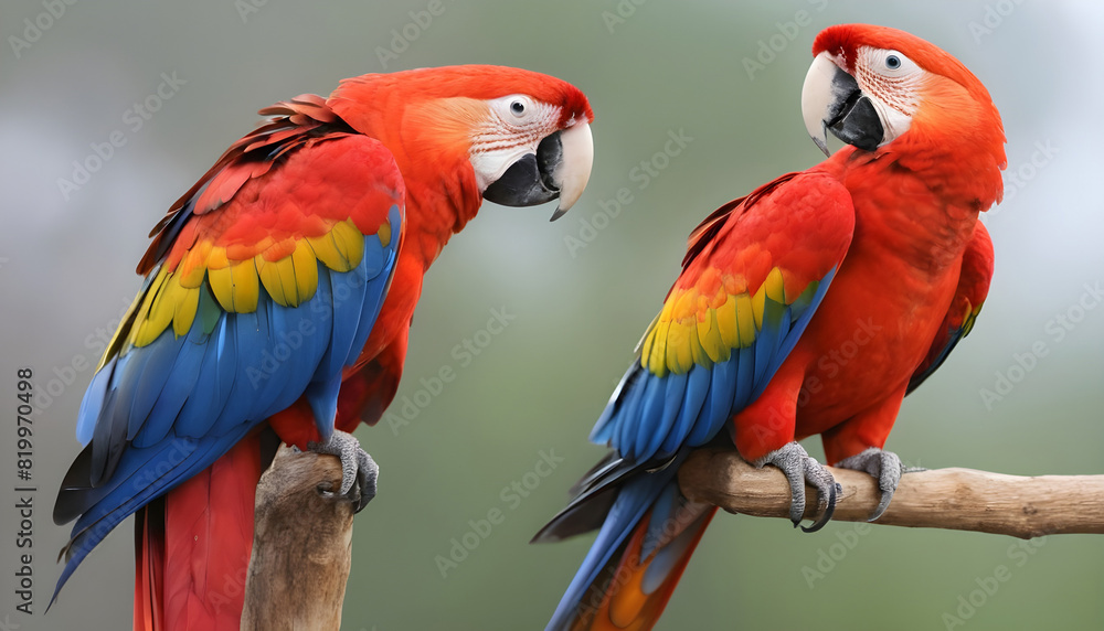 
Close-up of Scarlet Macaw Bird on branch,Bird Photography
