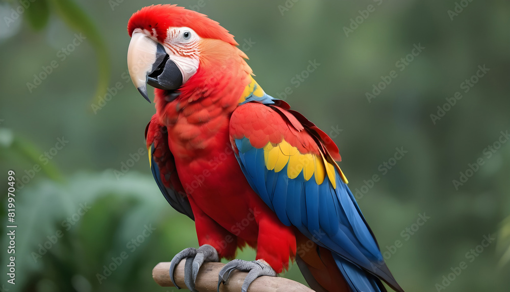 
Close-up of Scarlet Macaw Bird on branch,Bird Photography
