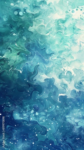 Blue white and green watercolor paint background 