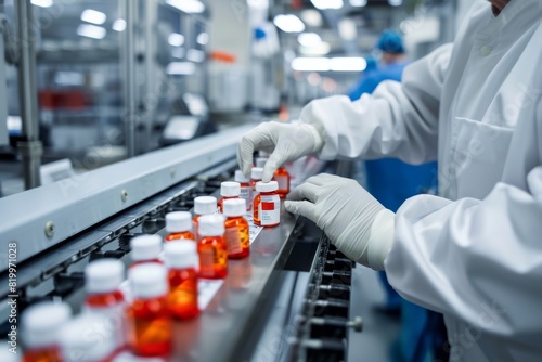 Pharmaceutical manufacturing relies on lab workers who focus on quality control, safety, protective gear, automation, and precise procedures to meet industry standards for drug production