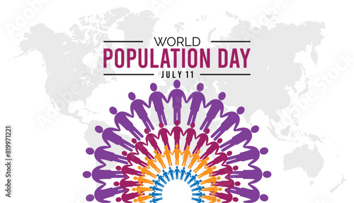 World Population Day observed every year in July. Template for background, banner, card, poster with text inscription.