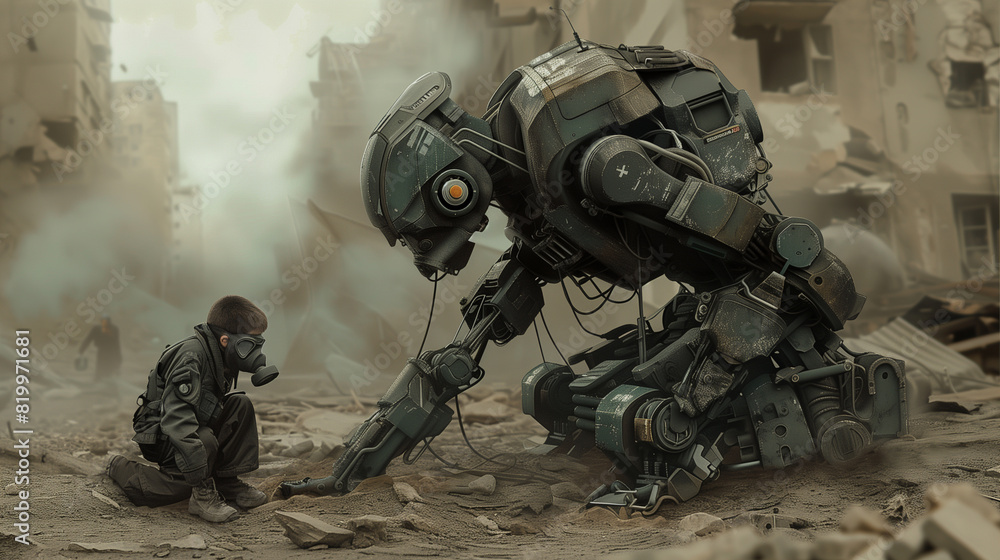 Robot and Boy in Post-Apocalyptic World Robot and Boy in Post-Apocalyptic World