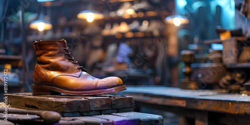 Expert in vintage boot restoration and footwear revival: Skilled shoemaker. Concept Shoemaking, Vintage Boots, Footwear Restoration, Expertise, Reviving Footwear