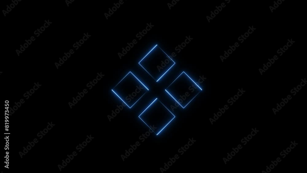 Abstract square frames X icon animation. neon square rhombus shape concept Abstract square frames X icon animation. neon square rhombus shape concept