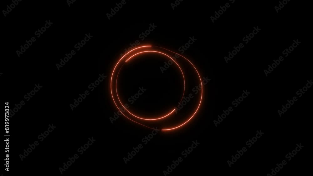 Neon circle line moving on black black background Neon circle line moving on black black background