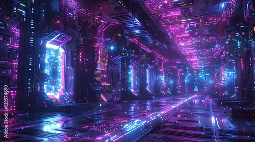 Cybernetic base in neon hues