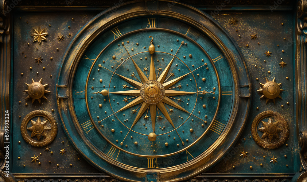 Close Up of Clock With Star Close Up of Clock With Star