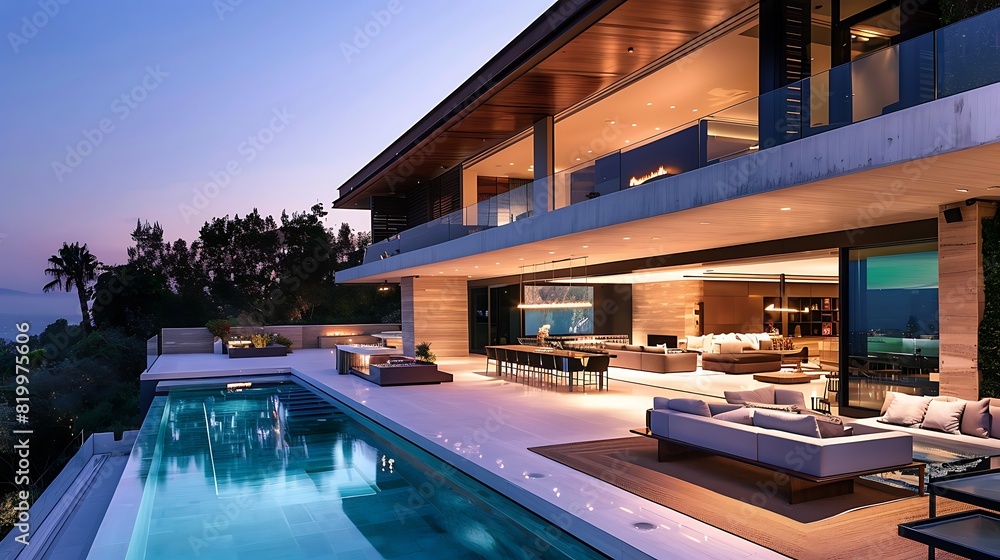 Obraz premium Modern Minimalist Dream: Captivating Contemporary House with Sleek Design and Abundant Natural Light - Perfect Harmony of Style and Serenity