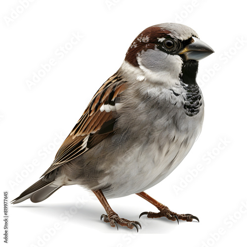 Vector 3D illustration of a house sparrow on a white background. Suitable for crafting and digital design projects.[A-0003] photo