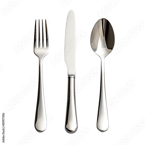 fork and knife isolated on transparent background, clipping path, png, 