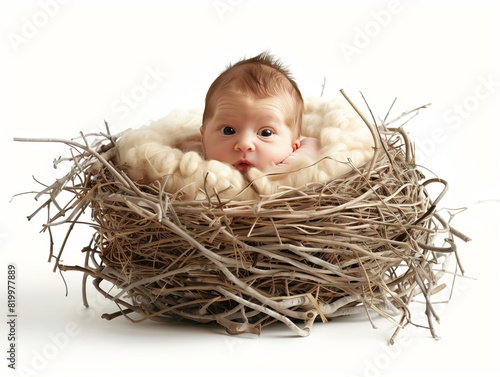 Bebé num ninho de ave photo