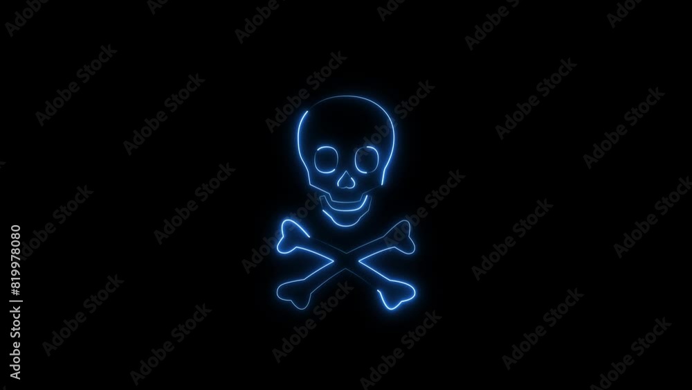 Neon Skull stamp and hand stamping impact icon animation. Danger, warning, piracy and toxic symbol. Neon Skull stamp and hand stamping impact icon animation. Danger, warning, piracy and toxic symbol.