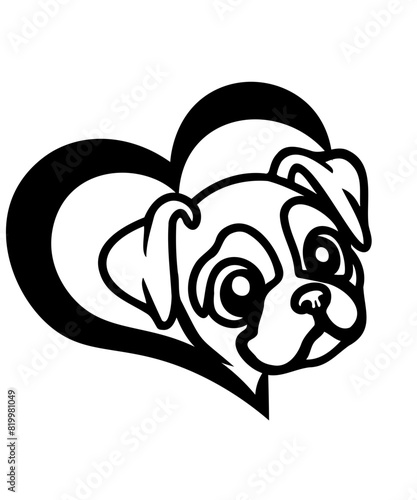 Boxer dog vector graphic SVG perfect cut file , happy smiling dog 