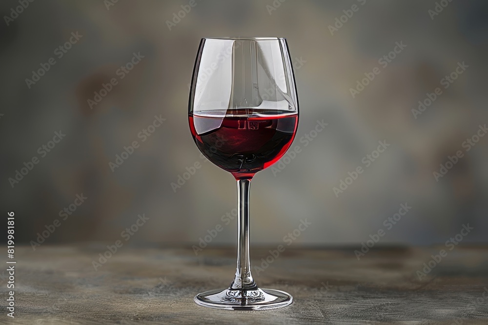 Sophisticated Red Wine Glass with Rich Reflections Against a Moody Artistic Background