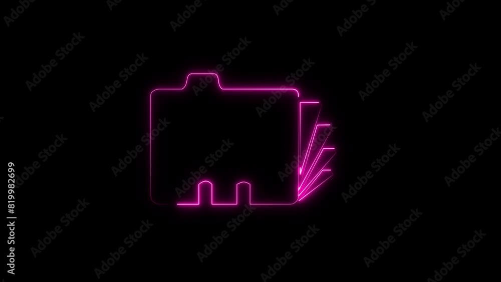 Abstract neon folder icon animation. 4k documents concept Abstract neon folder icon animation. 4k documents concept
