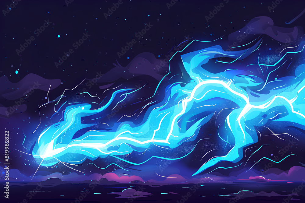 blue lightning strike, cartoon style, vector, 3d rendering blue lightning strike, cartoon style, vector, 3d rendering