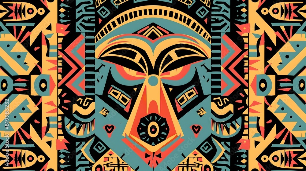 Vibrant Tribal-Inspired Art Design with Geometric Patterns and Ethnic Motifs Vibrant Tribal-Inspired Art Design with Geometric Patterns and Ethnic Motifs