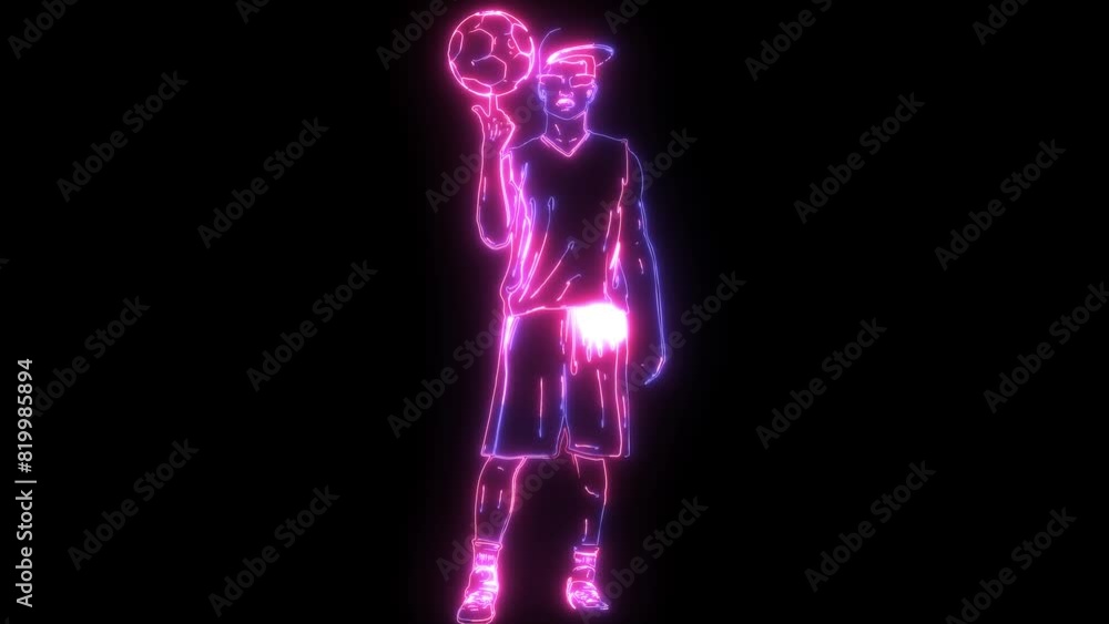 neon animation of Football Player neon animation of Football Player