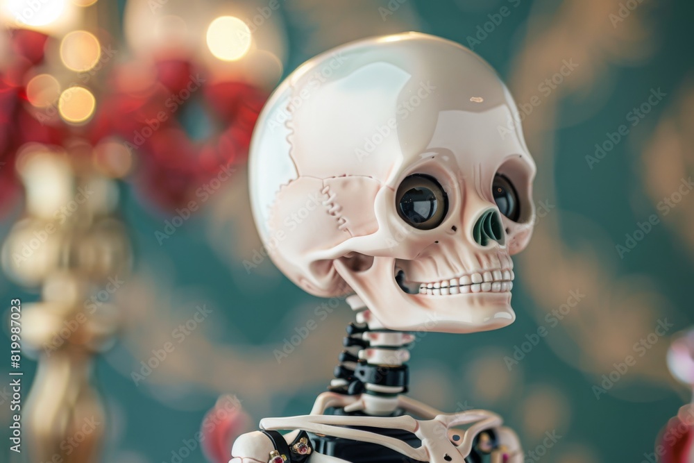 A whimsical and playful representation of a skull X-ray, super realistic A whimsical and playful representation of a skull X-ray, super realistic